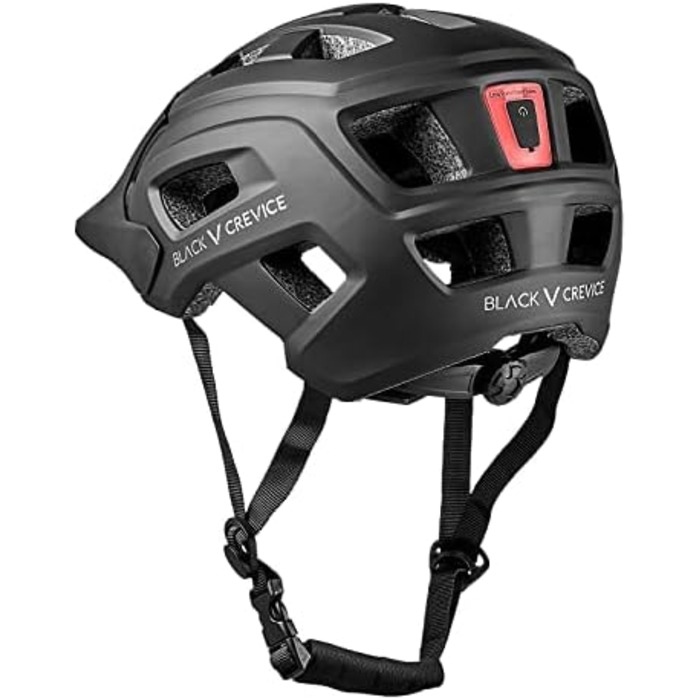 Велосипедний шолом Black Crevice MTB Enduro з LED підсвіткою, розмір S/M 54-58 см, чорний