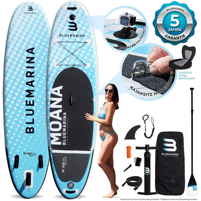 Надувна SUP-дошка Bluemarina Moana 305x75x15 см, серфборд із комплектом, гарантія 5 років, вантажопідйомність 130/180 кг