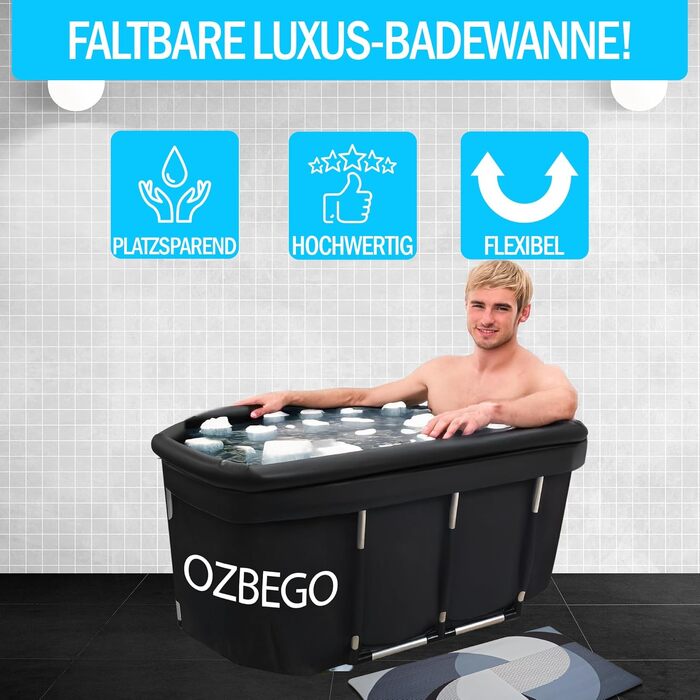 Кріованна Eiswanne XL: Портативна ванна для криотерапії та льодяних купань для дорослих з кришкою, сумкою та повітряним кільцем, Outdoor