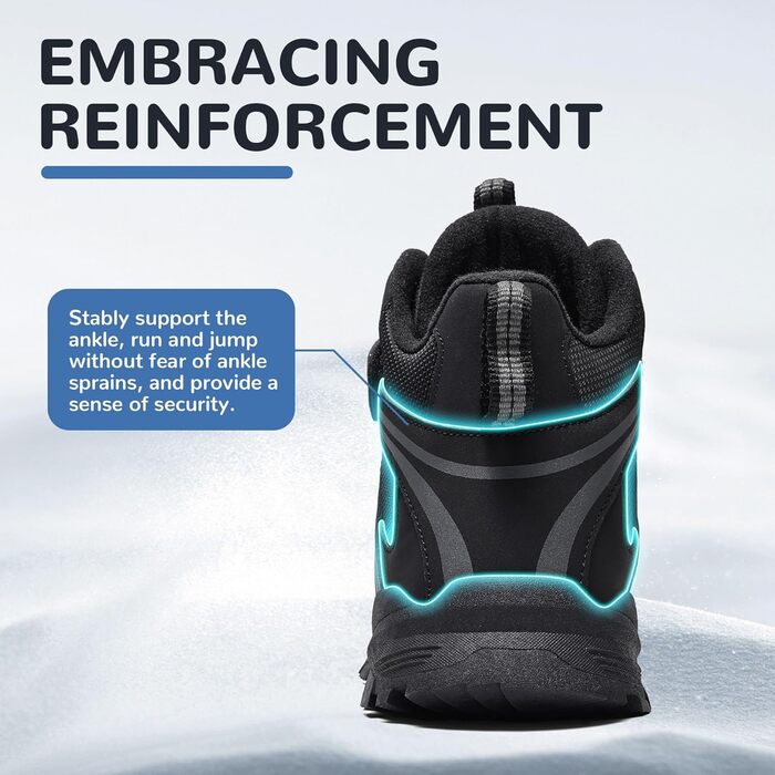 Дитячі зимові черевики ASHION для хлопчиків та дівчаток, утеплені, трекінгові, чорні, 39 EU