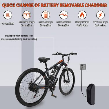 Електровелосипед GUNAI для чоловіків, гірський e-bike з ручкою газу, дисковими гальмами, дозволений для доріг