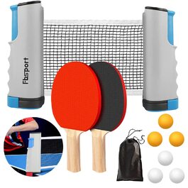 Набір для настільного тенісу FBSPORT Profi: ракетки (2 шт.), сітка, 12 м'ячів, сумка для зберігання та транспортування. Для дітей, сім'ї, професіоналів (сірий)