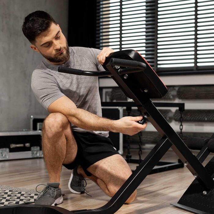 Hop-Sport Hyperextensions - тренажер для пресу та спини, для дому, стабільна сталева конструкція, до 120 кг