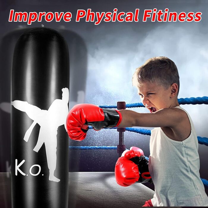 Дитячий боксерський мішок YAVOCOS 160 см, надувний боксерський мішок для дітей, підлітків та дорослих, для кікбоксингу, карате, ММА, боксу, домашніх тренувань