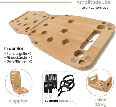 Бамбукова дошка для віджимань Amplitude Lite Premium Push Up Board (65 см) - складана, стабільна, з гумками та інструкцією 30 в 1