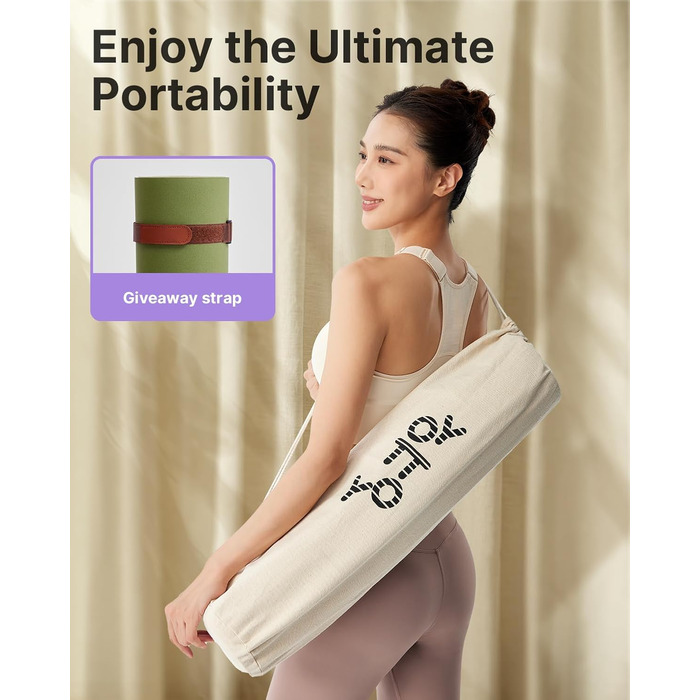 Йогамат YOTTOY: неслизька, міцна, з натурального каучуку, з ремінцем та сумкою