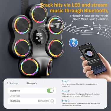 Бокс-тренажер Musik-Boxmaschine з Bluetooth: боксерські рукавички, настінне кріплення, електронна мішень для дому, офісу, спортзалу