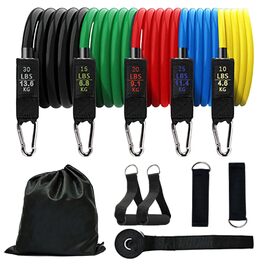Набір гумових еспандерів для фітнесу з ручками 5 шт. Resistance Bands для пілатесу, йоги, силових тренувань вдома