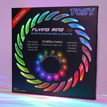 Літаючий кільце TOSY з RGB-підсвіткою (36 LED) – іграшка для басейну, пляжу, кемпінгу, водонепроникне, з режимом пошуку