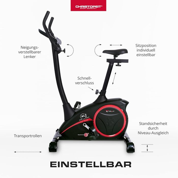 Велотренажер Christopeit Sport AL 2 Black Edition, 24 рівні, 9 кг магнітна система, LCD-дисплей, до 150 кг