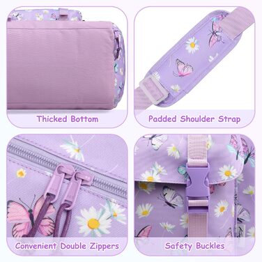Спортивна сумка для дітей, дорожня сумка, мішок-сумка, спортивна сумка для плавання, для хлопчиків та дівчаток, водовідштовхувальна, з відділенням для взуття (фіолетовий метелик)