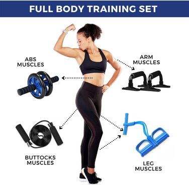 Ролик для пресу з EVA-ручками та килимком для колін, тренування всього тіла, вантажопідйомність до 220 кг