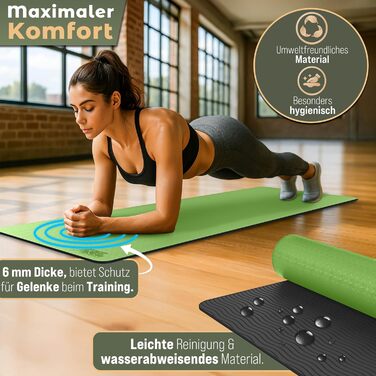 Йога мат RE:SPORT | Нековзна фітнес килимок для занять, 183 x 61 x 0,6 см