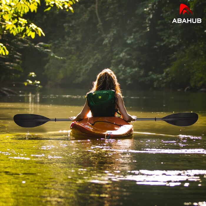 Карбонове весло Abahub для каяка 230см/220-240см, регульоване, з ремінцем, для каякінгу, каное, човна, карбоновий держак, пластикове лопато, різні кольори