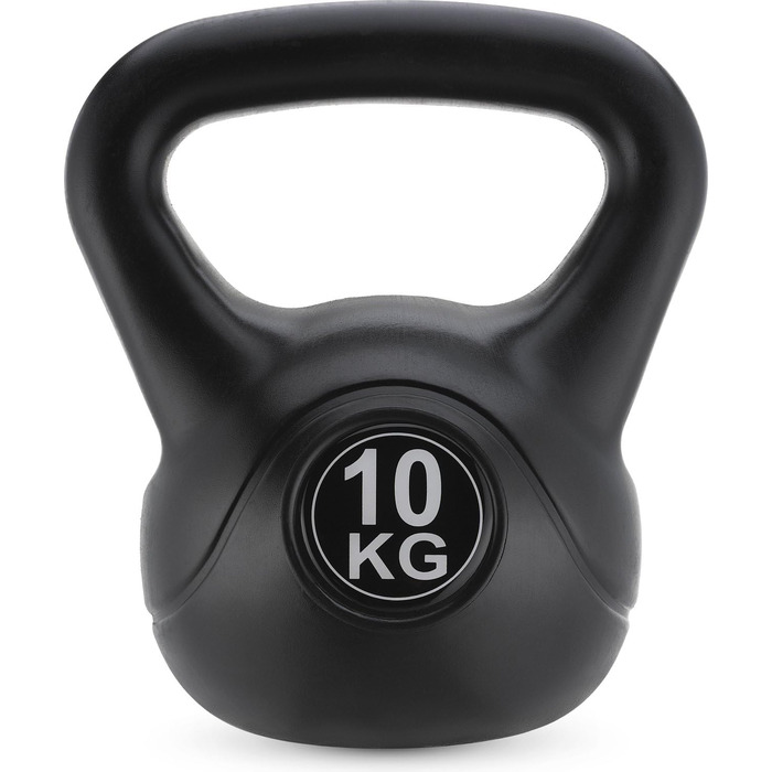 Гиря Gymtek 10 кг для силових тренувань, фітнесу та гімнастики, з ергономічною ручкою, чорна, для домашнього спортзалу