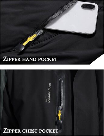 Зимова куртка KEFITEVD для чоловіків: водонепроникна, тепла, з відстібаною капюшоном, флісова куртка Softshell, чорно-сірий (S)