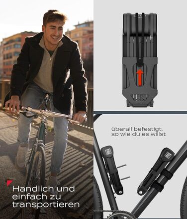 IMPACT® FlexLock 15: Преміальний складний замок для велосипеда - високий рівень безпеки. Зручний замок з рівнем безпеки 15 до 120 см, витримує до 1,5 тонн тяги. З ключем.