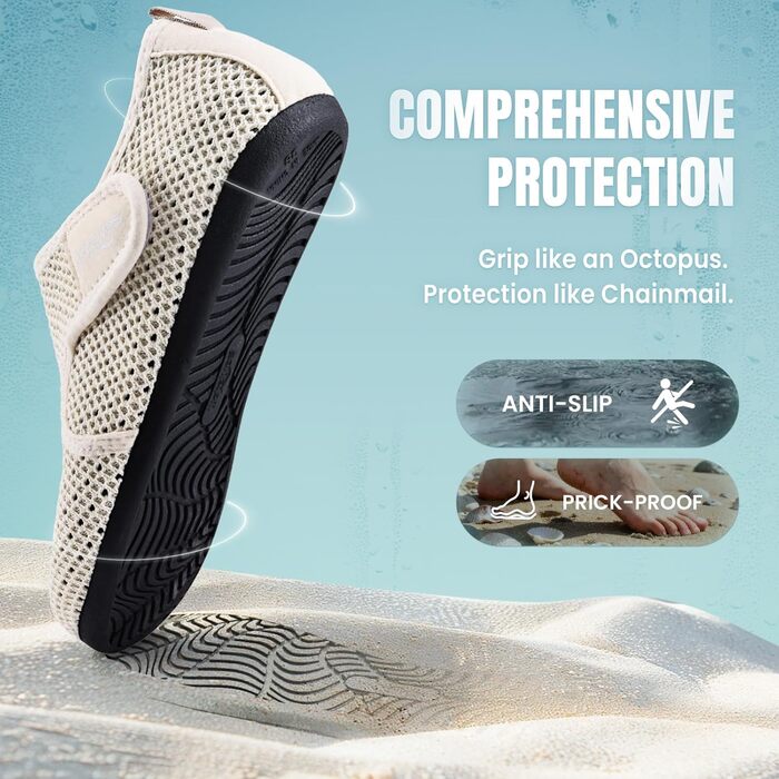 Водні черевики для плавання та відпочинку на пляжі - унісекс, бежеві, 41 EU