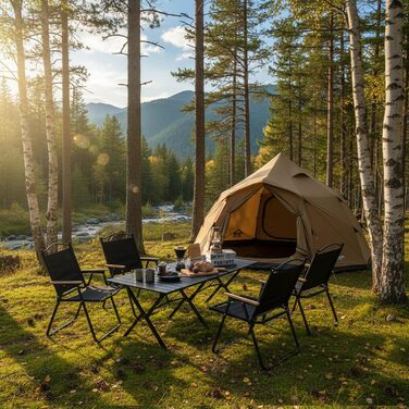 Складний кемпінговий стіл 119x58 см, чорний - для пікніка, подорожей, саду, тераси (на 6-8 осіб) з сумкою для зберігання