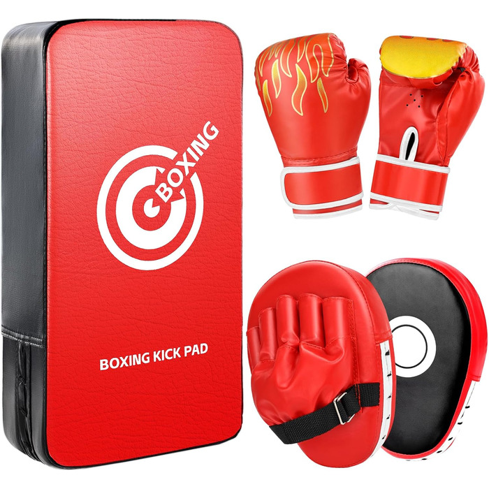 Набір 3-в-1 для дітей та підлітків: боксерські рукавички, відбивачі та регульоване кик-пед для Taekwondo – спортивне обладнання для боксу, MMA, Муай Тай, Taekwondo, кікбоксингу