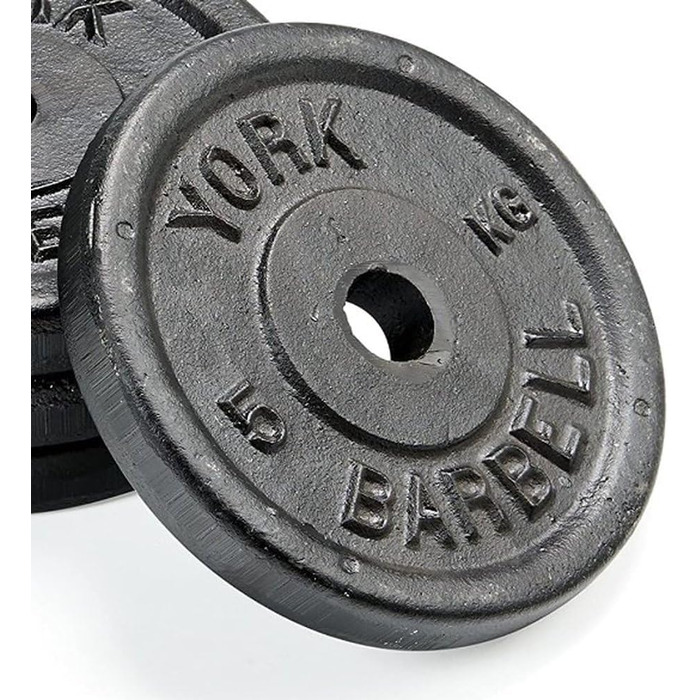 Набір дисків York Fitness 4x5 кг з чавуну для штанги, 1-дюймовий отвір, для силових тренувань та набору м’язової маси