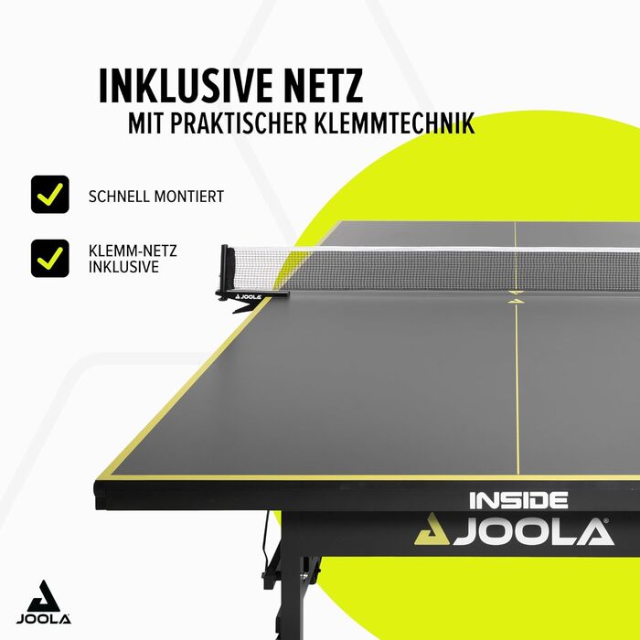 Стіл для настільного тенісу JOOLA Inside, для приміщень, складаний, міцний, компактний, швидке складання, з сіткою