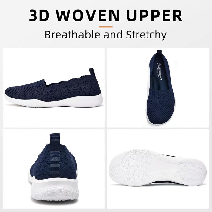 Жіночі трекінгові кросівки Puxowe: легкі, дихаючі, зручні, slip-on, мінімалістичний дизайн, низькі, 38 EU, 2406 Marine