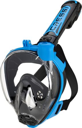 Маска для снорклінгу CRESSI Duke Action Full Face M/L (чорно-синя) з тримачем для екшн-камери, 100% силікон, безпечна від CO2