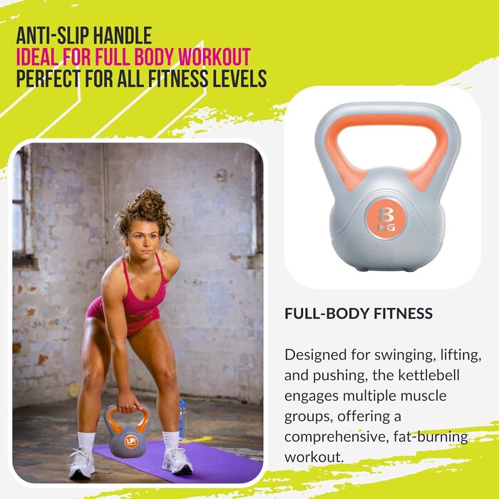 Гиря Urban Fitness UFW0808 вінілова 8 кг, помаранчева