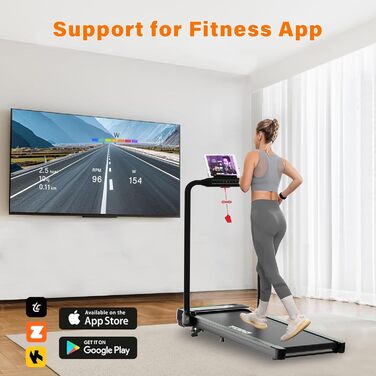 Біговий тренажер для дому з нахилом, Walking Pad 2.5HP, електричний складаний біговий тренажер 1-12 км/год, біговий стіл з пультом та додатком, LCD-дисплей, зелений