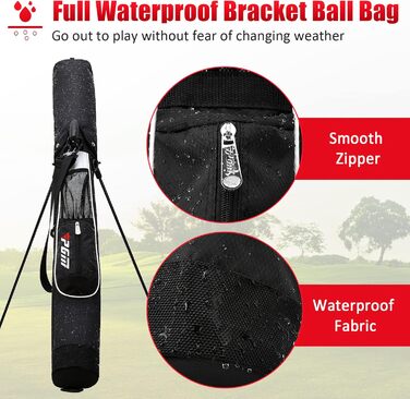 Сумка для гольфу PGM - Легка, з ременем та підставкою - Міцна та зручна для тренувань та гри - Сумка для гольфу PGM Gun Bag 2.0 Чорний