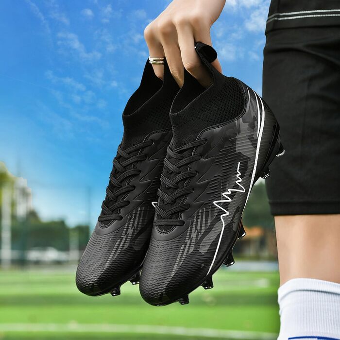 Чоловічі футбольні бутси для штучного поля, дитячі та підліткові, для тренувань та гри, чорні, 45 EU