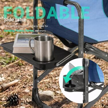 Крісло для кемпінгу OVERMONT: складне, з бічним столиком та сумкою-холодильником, до 180 кг, блакитне