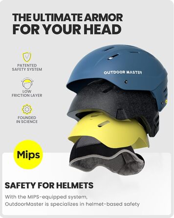 Шолом гірськолижний OutdoorMaster Kelvin II MIPS синій матовий - для чоловіків, жінок та підлітків