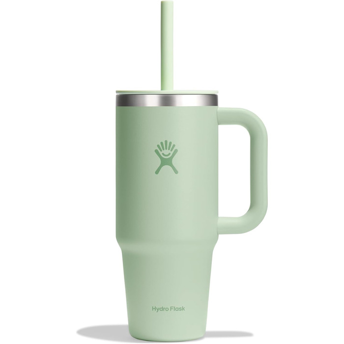 Термочашка HYDRO FLASK 709 мл з кришкою та трубочкою, нержавіюча сталь, вакуумна ізоляція, захист від проливання, колір алое