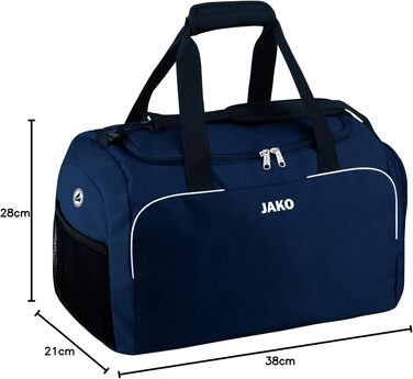 Спортивна сумка для хлопчиків JAKO Classico Marine (синя), 38 см — компактна сумка для залу та тренувань з внутрішньою кишенею та регульованим ременем