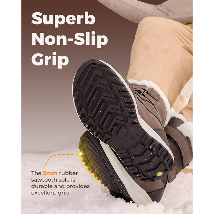 Черевики зимові чоловічі FitVille широкі, теплі, водонепроникні, з підкладкою, короткі, зимові, для вулиці, антиковзаючі (42 EU, коричневі)