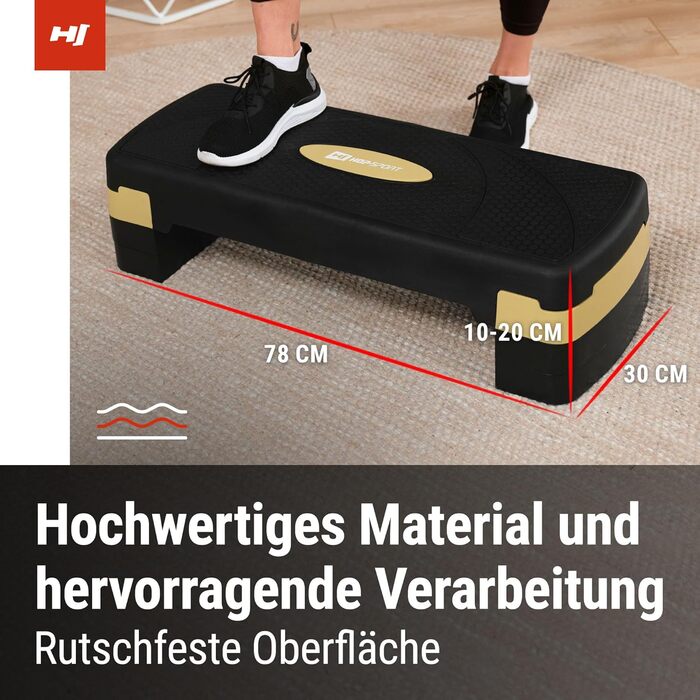 Hop-Sport Steppbrett HS-PP033AS: регульований степер для фітнесу з 3 сходами та антиковзким покриттям, витримує до 350 кг