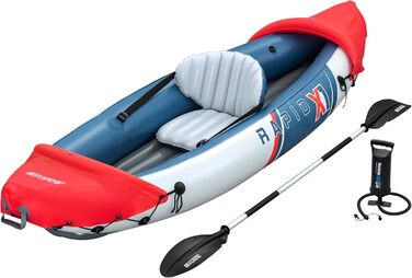 Надувний каяк Bestway Hydro Force Rapid X1 290x91x42 см для 1 людини, до 120 кг, Inflata-Shield, GS сертифікат, алюмінієве весло, насос, сумка