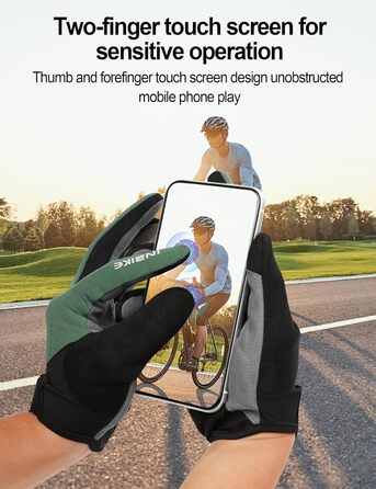 Велосипедні рукавички INBIKE для чоловіків, зелені, L - 2 пальці, сенсорний екран, зносостійкі, дихаючі