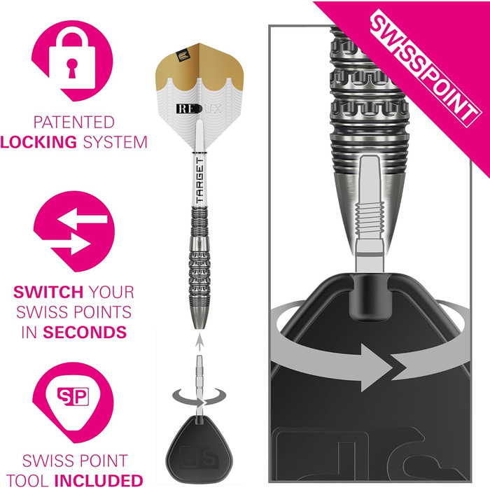 Дарти сталеві Target Darts Redux 90% Tungsten 22G (02) з оперенням Pro Ultra Nr. 6 та шафтами Pro Grip - професійний набір