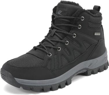 Чоловічі зимові черевики FLARUT: тепла підкладка, для хайкінгу, трекінгу, снігових прогулянок, чорний, 46 EU