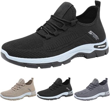 Чоловічі кросівки для активного відпочинку та спорту: бігові, фітнес, ходьби, чорні та білі, розмір 42 EU, ортопедичні, дихаючі, з широкою колодкой