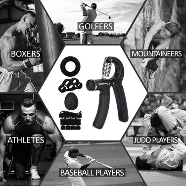 Набір для тренування хватки та зміцнення рук, 5 шт. - тренажер зап'ястя, м'яч, тренажери пальців, для підтримки зап'ястя