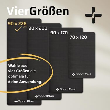 Захисна килимок для спорту SportPlus: протиковзка підкладка для тренажерів (велотренажер, бігове полотно, тренажер для веслування) та йоги, розмір 226x90 см