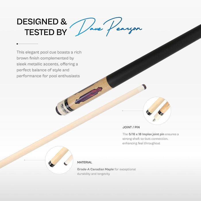 Більярдний кий Pearson Cues League Series 2-частинний (58 дюймів, 19 oz, коричневий)