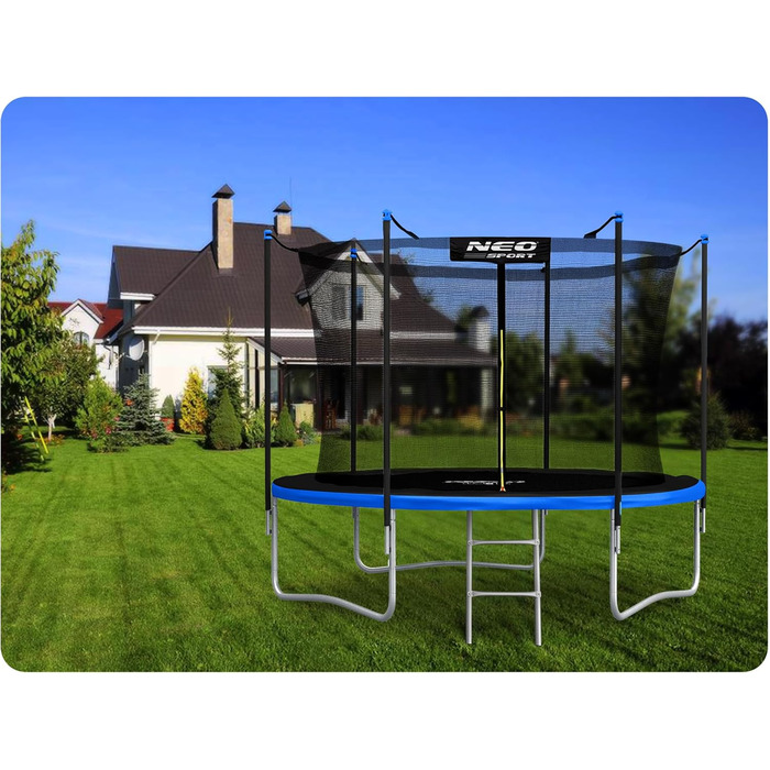 Трамплін Neo-Sport Outdoor для дітей з сіткою та сходами (252 см) - безпечний та довговічний