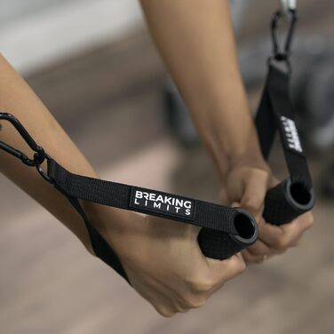 Кабель-тяга з ручками для фітнесу з карабінами - 2 ручки з TPR, стійкі до ковзання та поту, для силових тренажерів, фітнес-гумок та кросоверів - нейлонові стрічки з посиленою швом