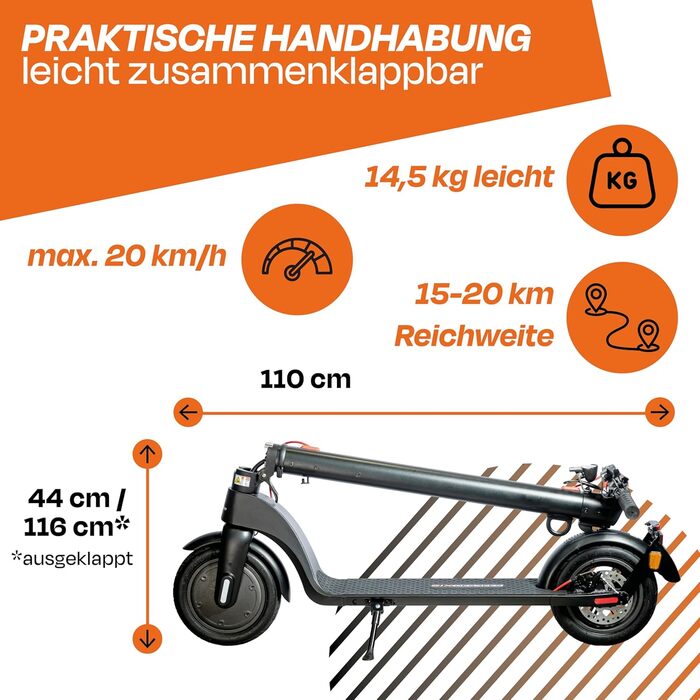 Електросамокат Scoot One E7 з допуском до дороги, знімний літій-іонний акумулятор 15–20 км, 20 км/год, чорний, з антипрокольним захистом і кодовим замком
