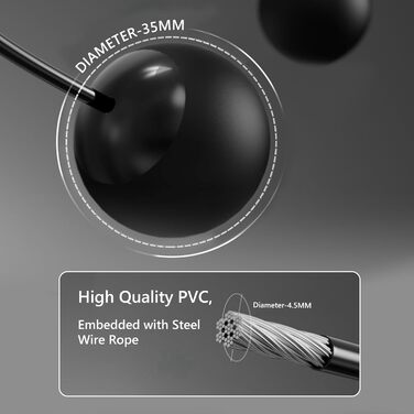 Стрибкове канат Flintronic з лічильником, регульований, з підшипниками та неслизькими ручками, інтелектуальний, з вагою, для тренувань, фітнесу, боксу (#1 Чорний)